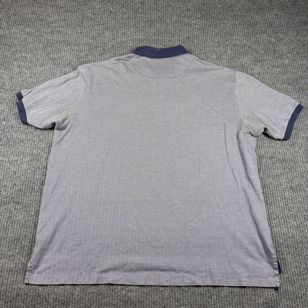 Polo Ralph Lauren Shirt Men's XXL Blue Herringbone Pima Cotton Short Sleeve Polo - Picture 5 of 7